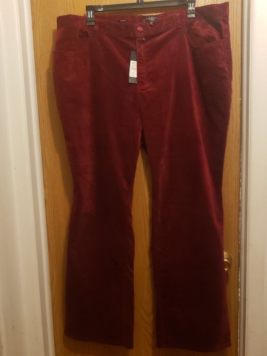 Talbots Pants - Talbots Women's Burgundy Heritage Velour Boot Pants